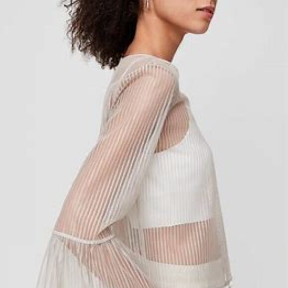 Babaton Artizia Humbert Black Bell Trumpet Sleeve Sheer Top - Picture 1 of 6